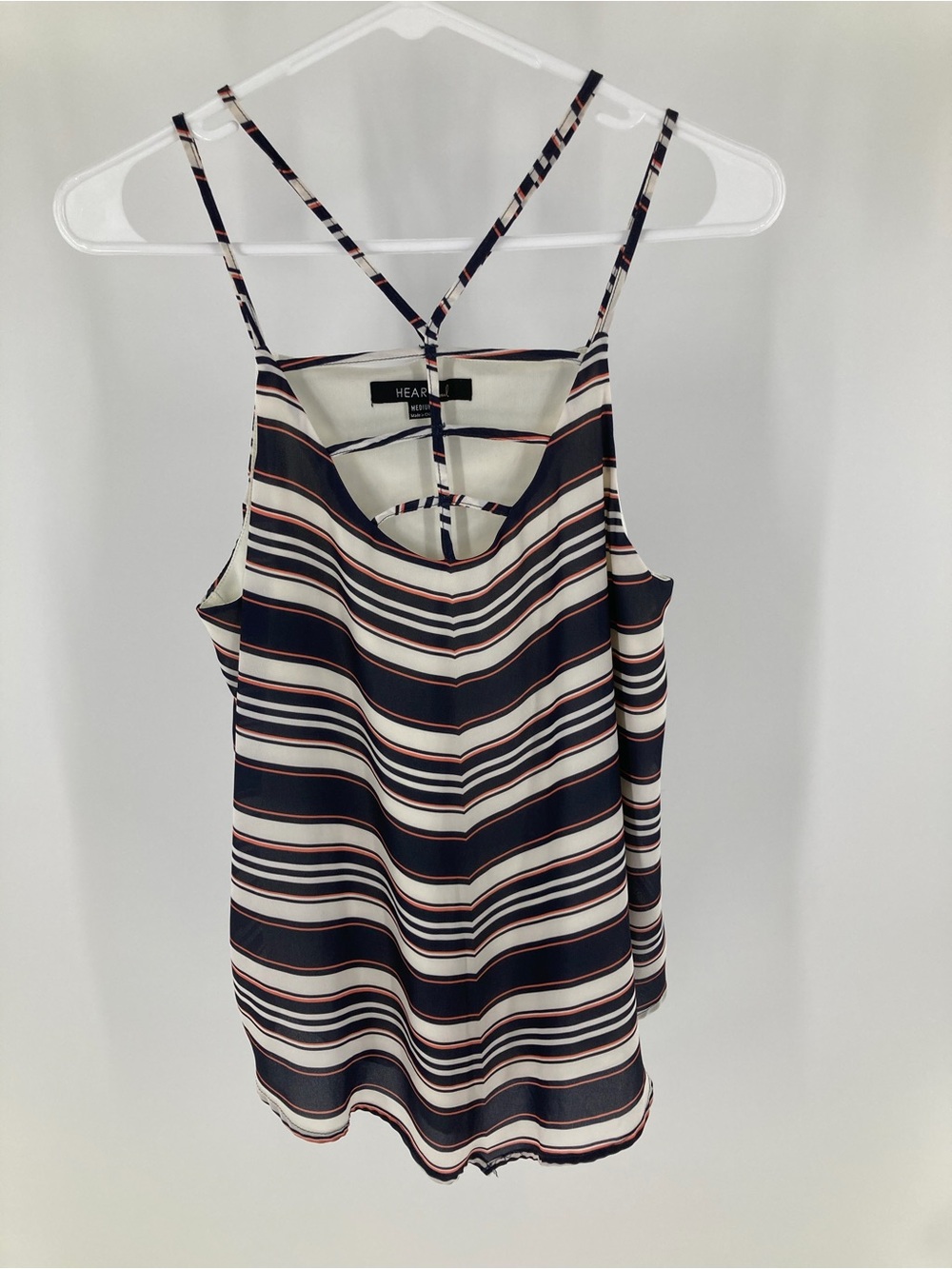 HeartSoul Navy, Cream & Red Striped Cami with Strappy Back